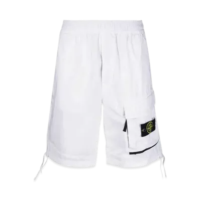 Stone Island L0703 Stretch Cotton Tela Paracadute Garment Dyed Bermuda Shorts - 22SS "White"