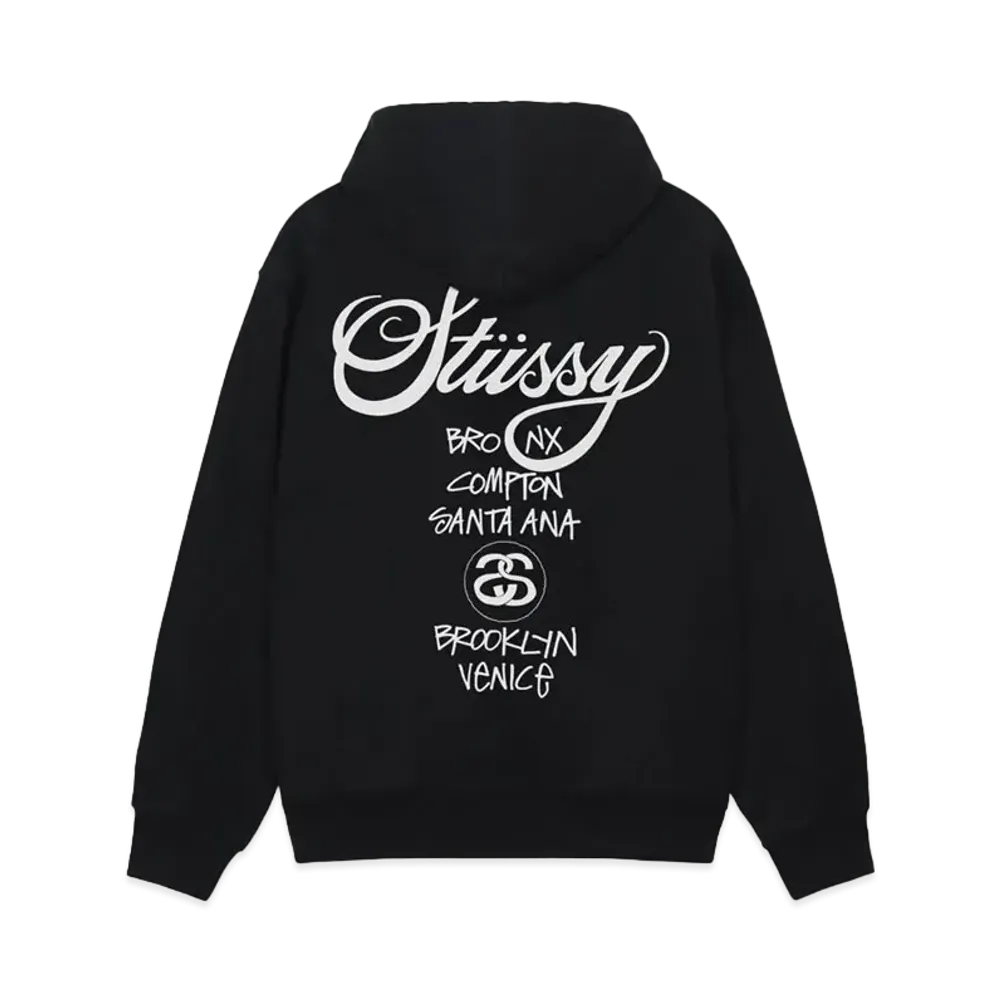 Stussy World Tour Zip Hoodie "Black"