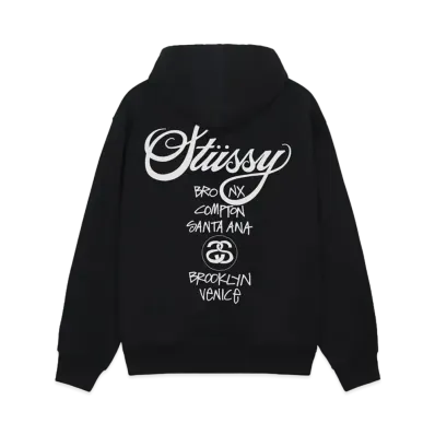 Stussy World Tour Zip Hoodie "Black"