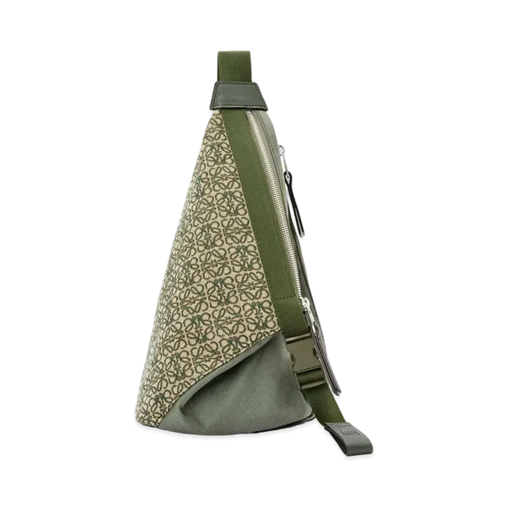 LOEWE Anton Sling In Anagram Jacquard and Canvas "Khaki Green"