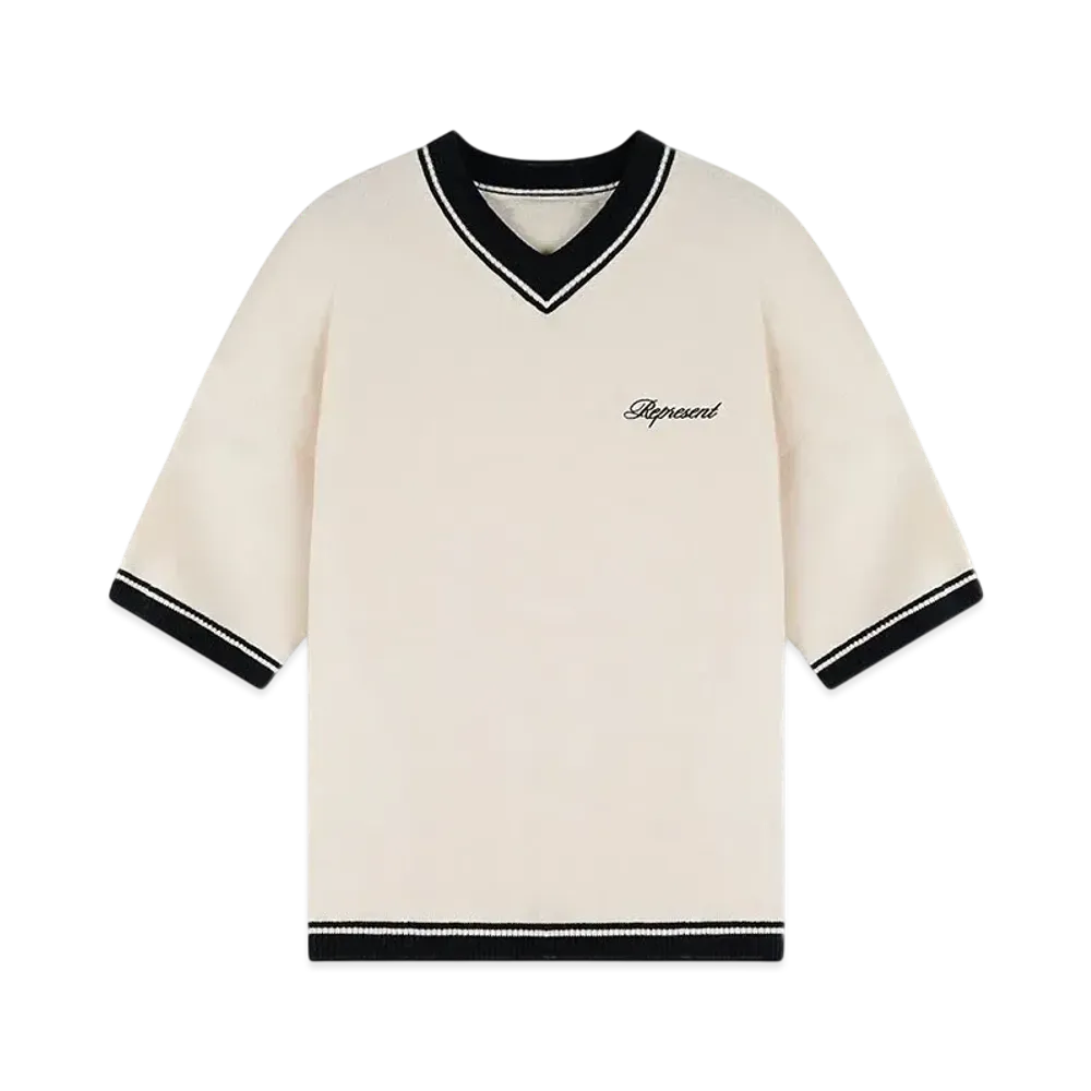 REPRESENT Script Embroidered Knit "Off White"