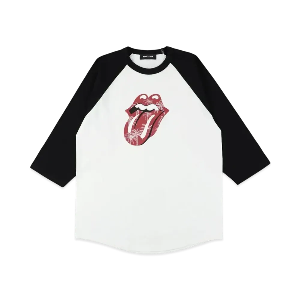 WIND AND SEA x The Rolling Stones Tongue Raglan Sleeve Shirt "White/Black"
