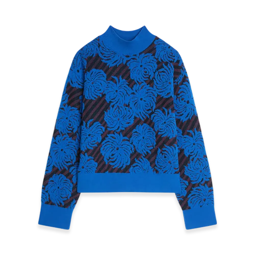DRIES VAN NOTEN Women's Jacquard Wool Sweater "Blue"