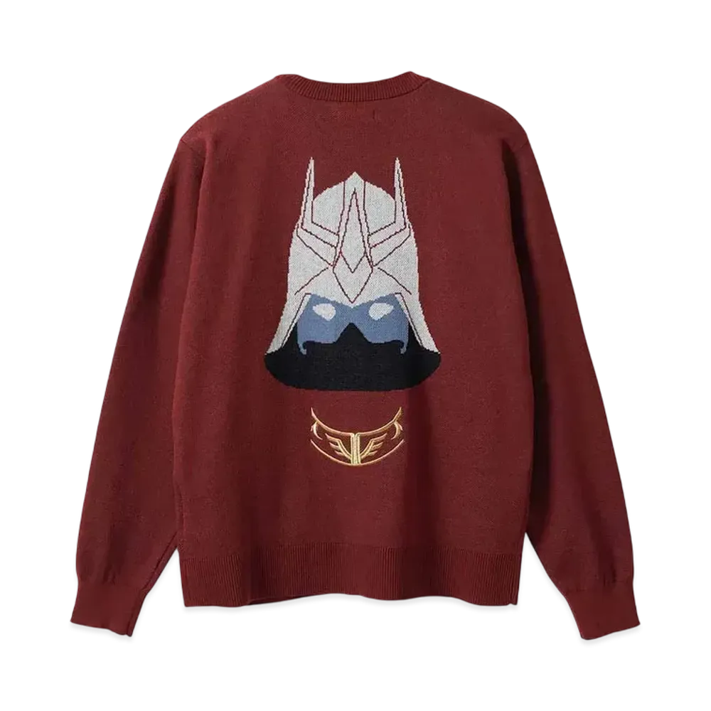 graniph x STRICT-G/Mobile Suit Gundam Char Aznable Washable Jacquard Cardigan "Burgundy"