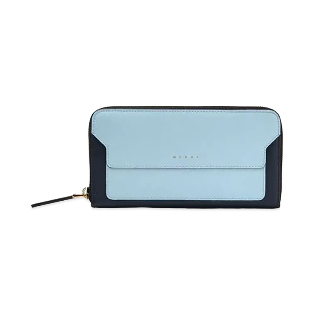 Marni Rectangular Zip Around Wallet in Three Coloured Saffiano Leather