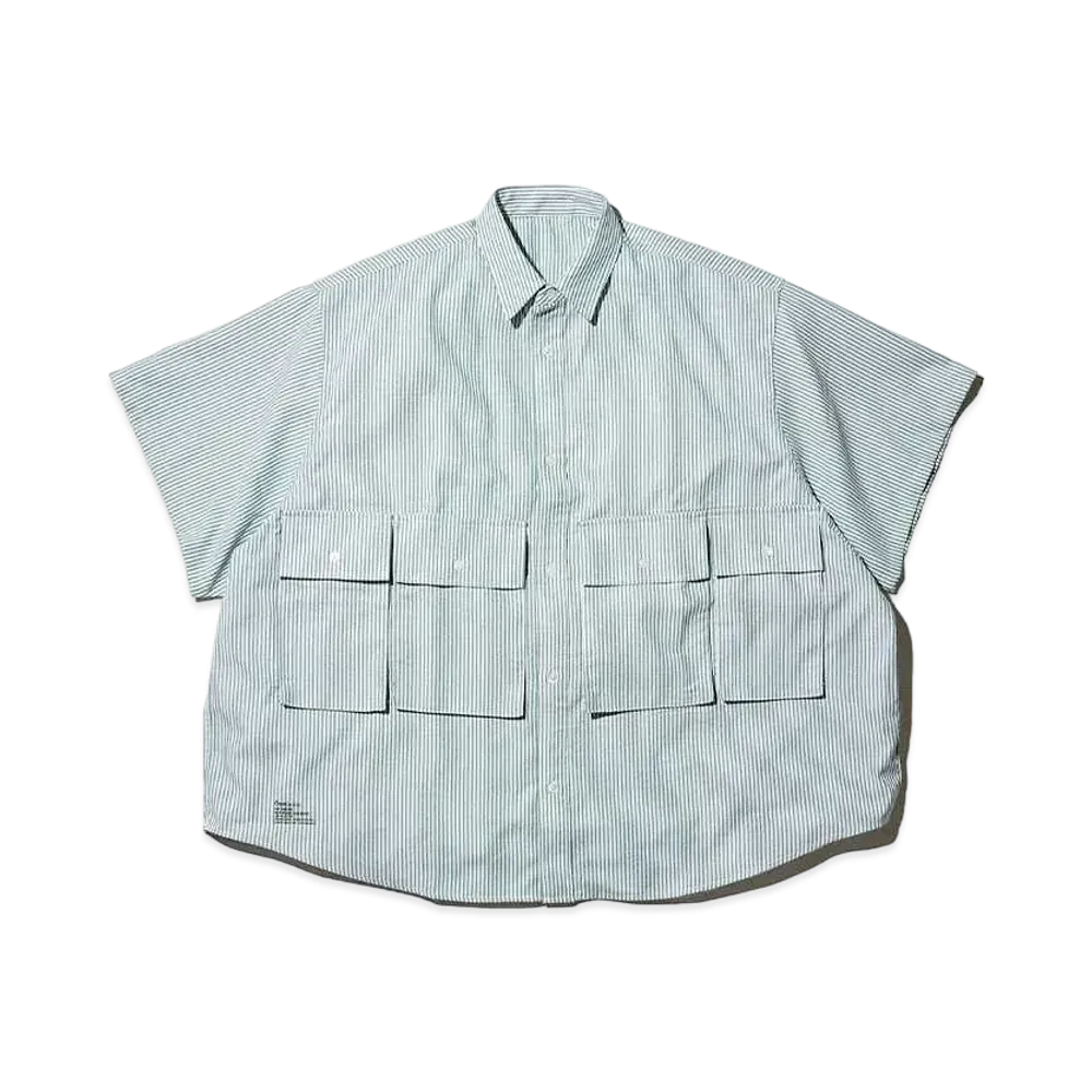FreshService Dry Oxford Flap Pocket S/S Shirt "Green Stripe"