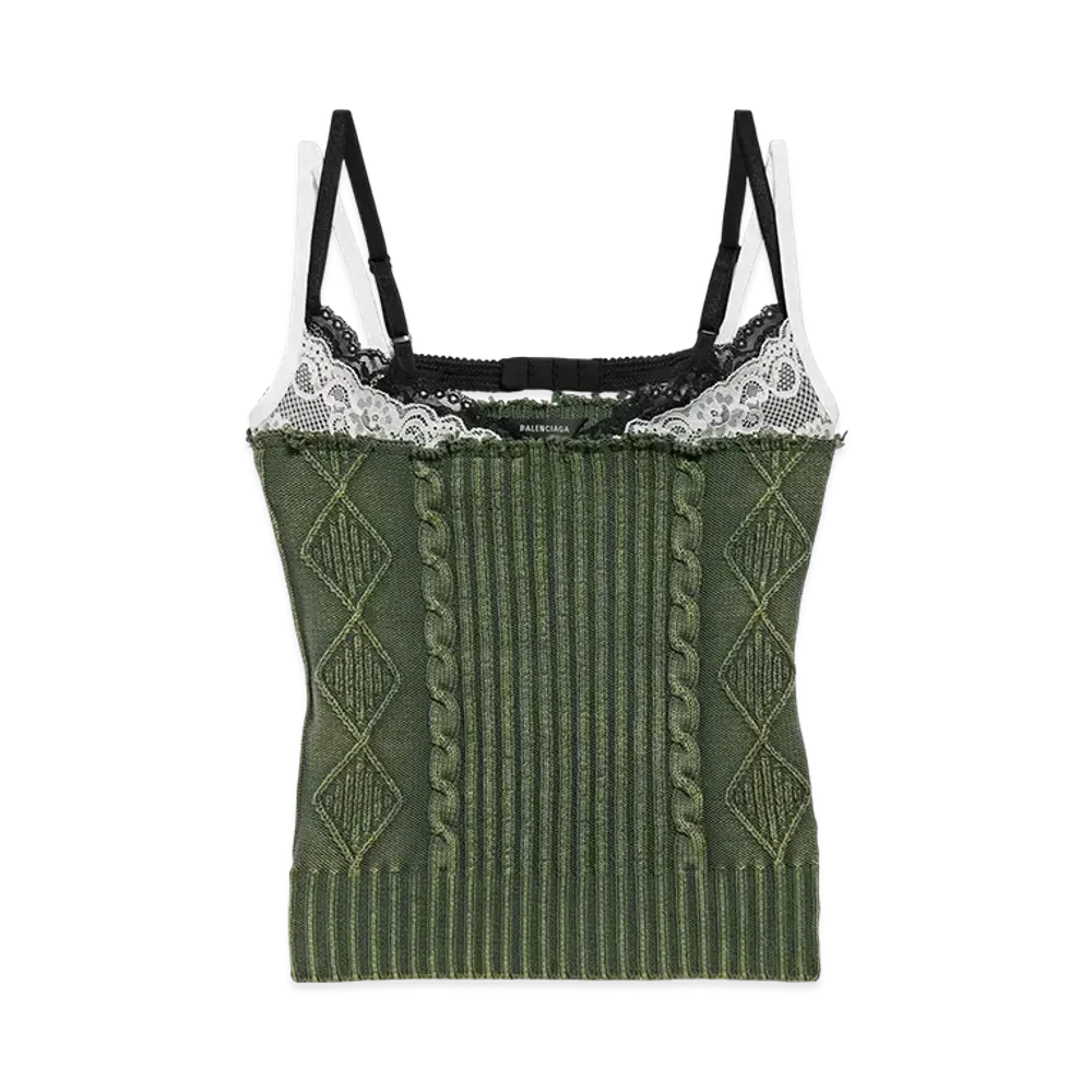 BALENCIAGA Women's Patched Tank Top "Green"