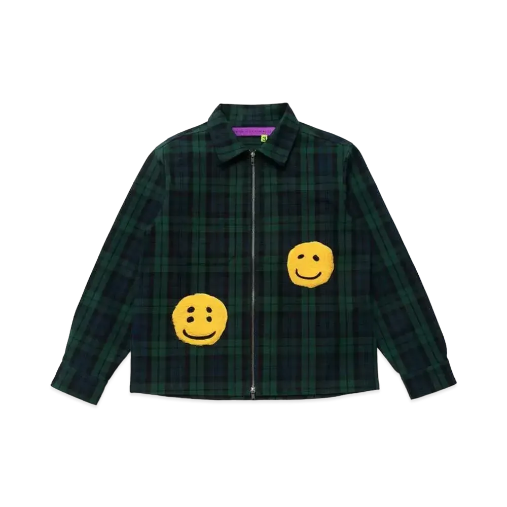 Cactus Plant Flea Market Check Zip Work Jacket "Navy"