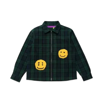 Cactus Plant Flea Market Check Zip Work Jacket "Navy"
