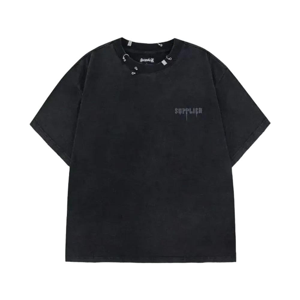 SUPPLIER Vintage Wash Pierced Tee "Black"