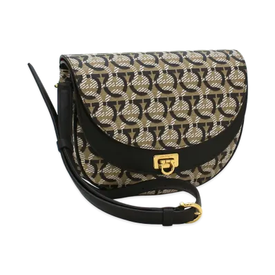 Salvatore Ferragamo Women's Shoulder Bag "Gancini Sand/Nero"