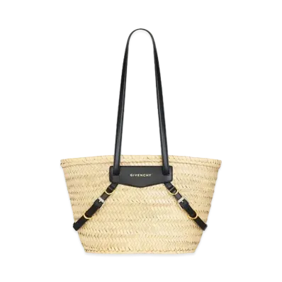 GIVENCHY Small Voyou Basket Bag in Raffia "Black"