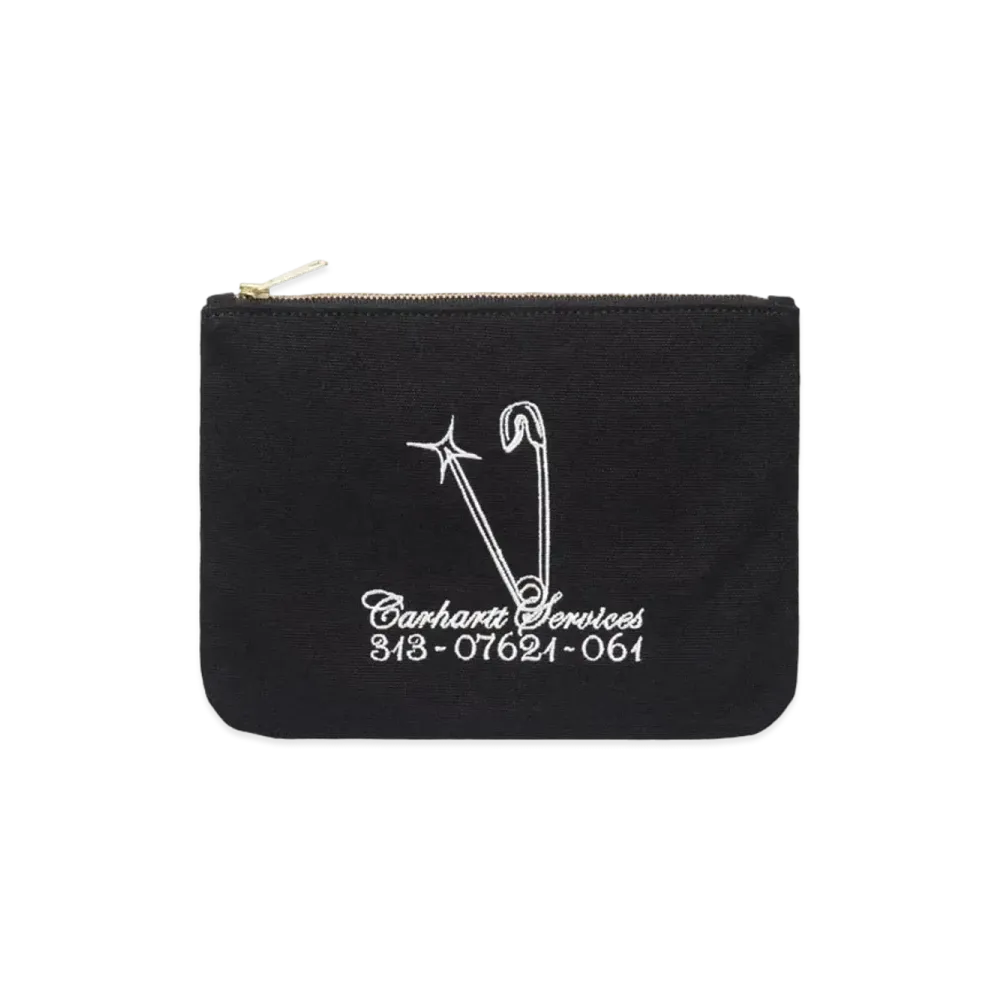 Carhartt Canvas Graphic Zip Wallet Safety Pin Embroidery "Black/White"