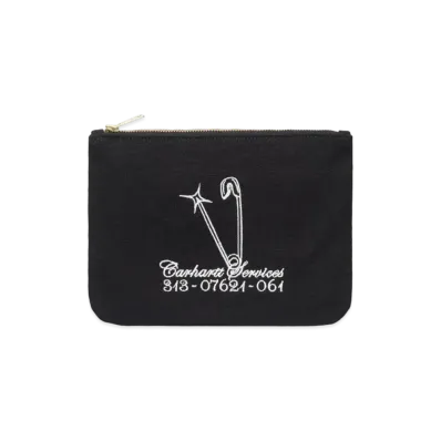 Carhartt Canvas Graphic Zip Wallet Safety Pin Embroidery "Black/White"