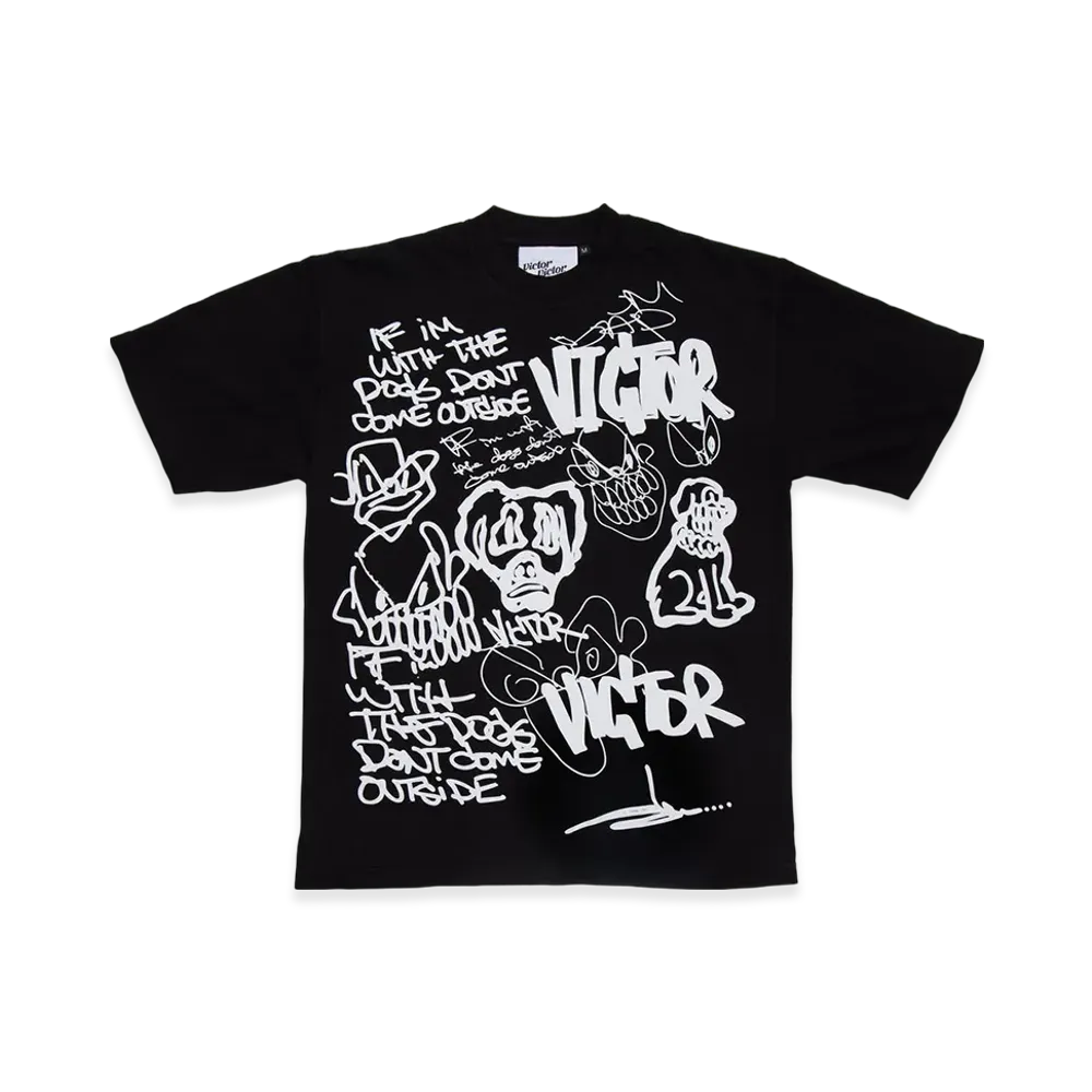 Victor Victor Worldwide x Slawn Hand-Drawn T-Shirt "Black"