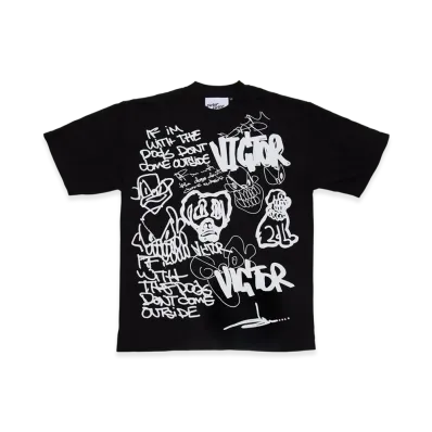 Victor Victor Worldwide x Slawn Hand-Drawn T-Shirt "Black"