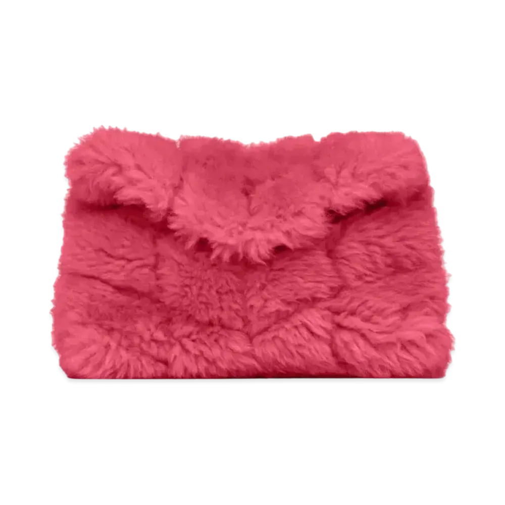SAINT LAURENT Puffer Small Pouch In Quilted Shearling And Lambskin "Fuchsia"