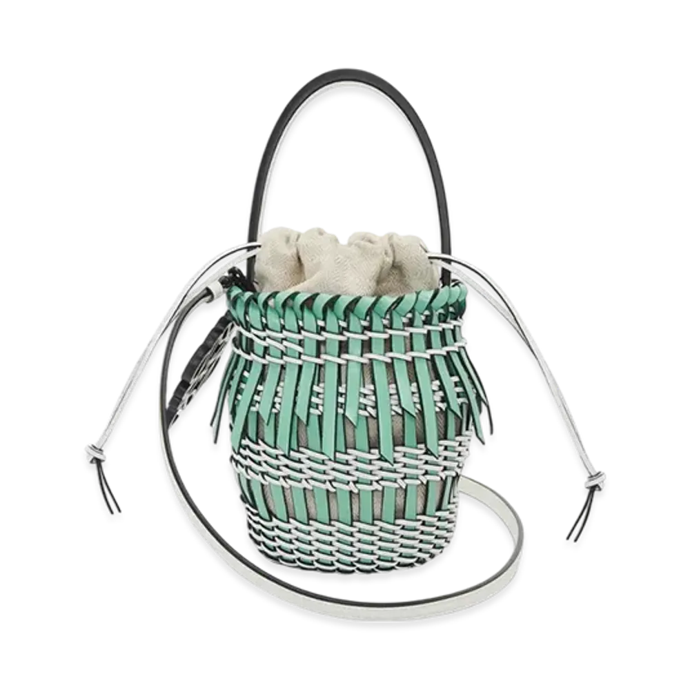 LOEWE Fringe Bucket Bag Small "Fresh Mint/Soft White"