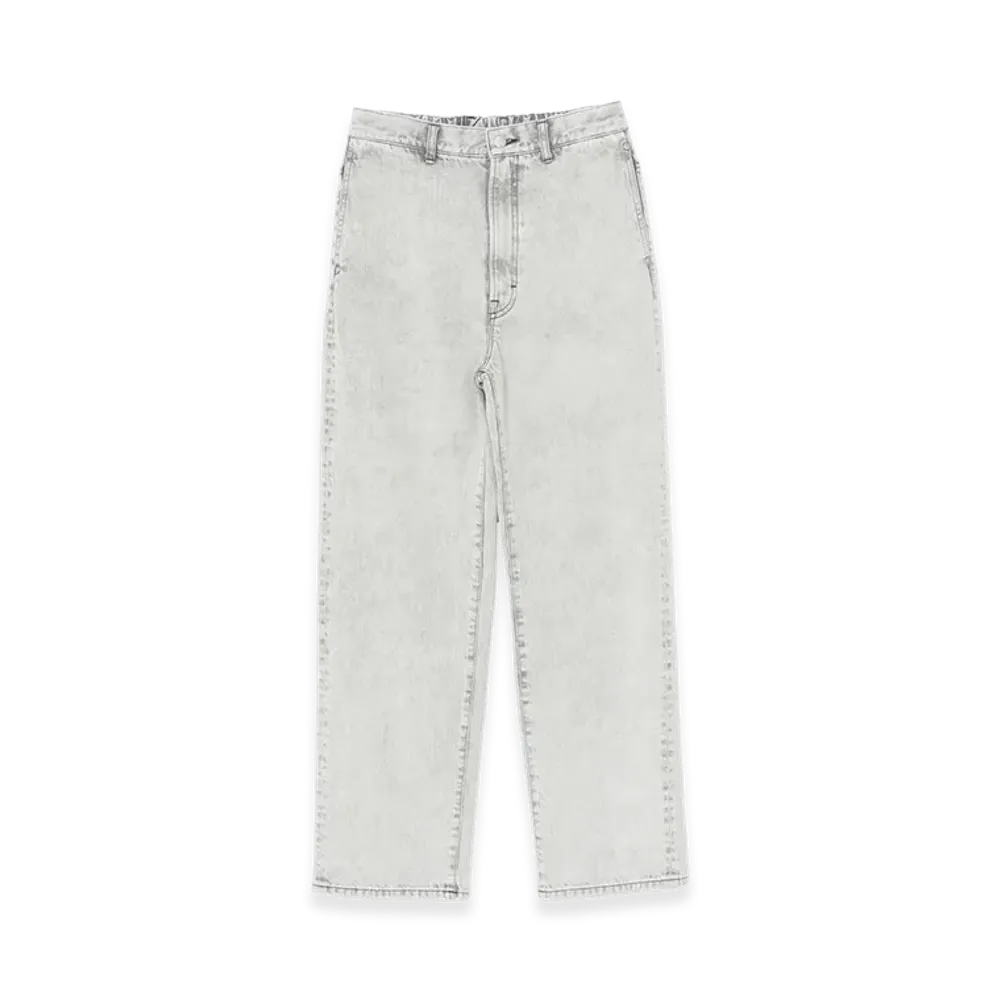 YOKE Chemical Wash White Denim Wide Straight Pants "White"
