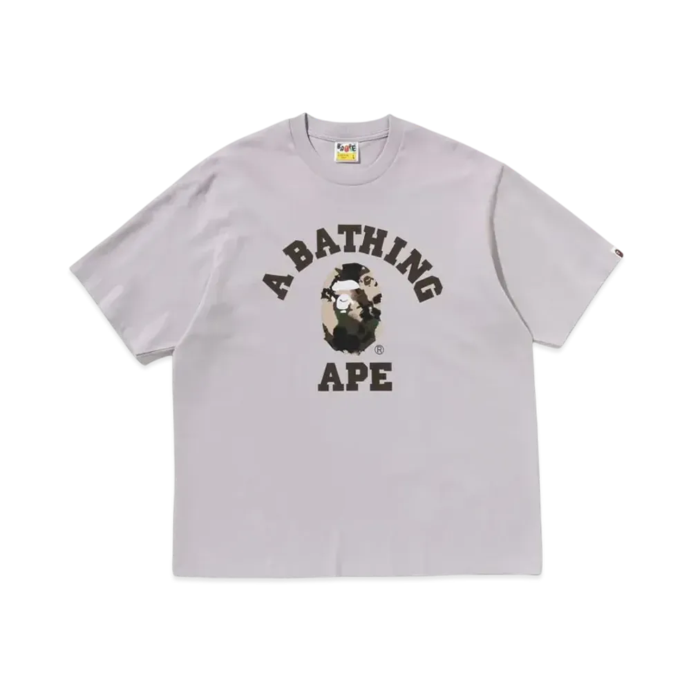 A BATHING APE Map Camo College Relaxed Fit Tee "Gray"