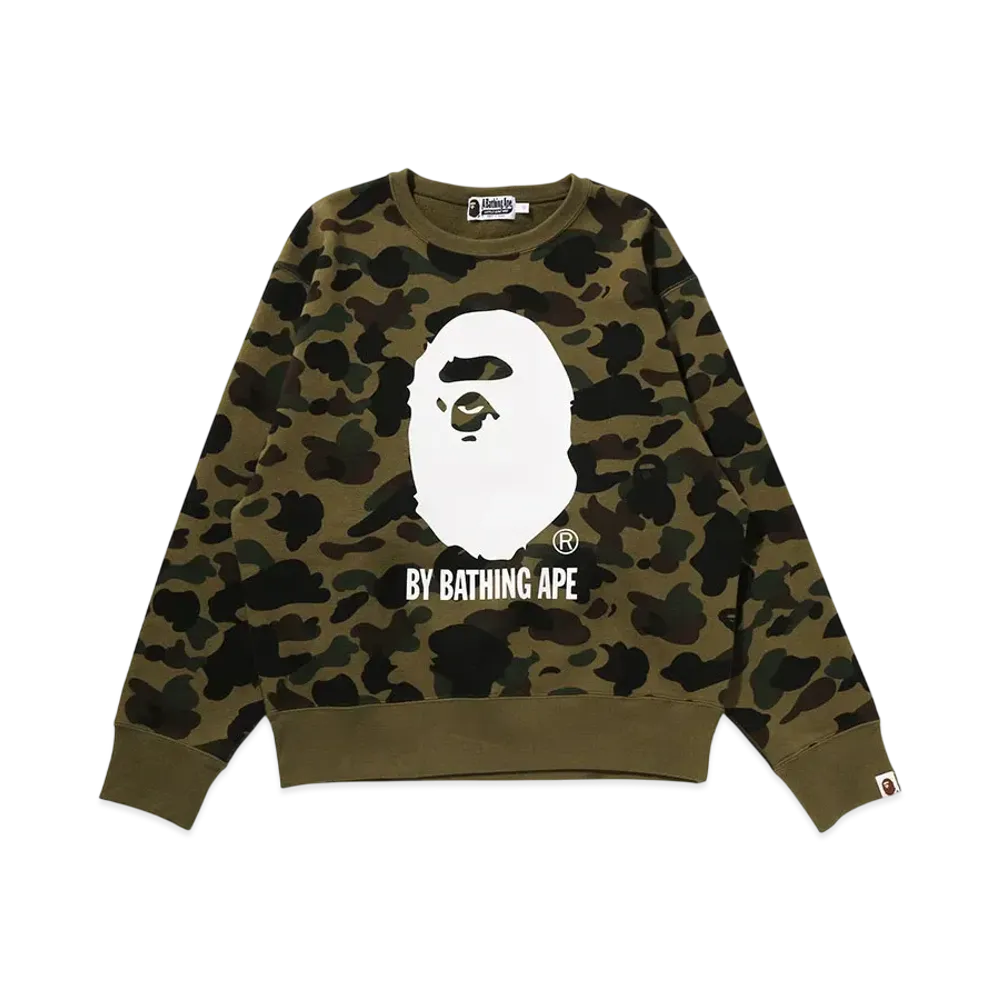 A BATHING APE Bape Ladies 1St Camo By Bathing Ape Crewneck Sweatshirt "Green"