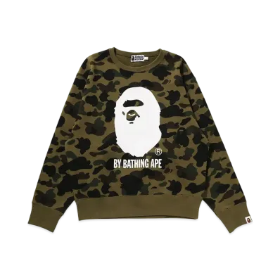 A BATHING APE Bape Ladies 1St Camo By Bathing Ape Crewneck Sweatshirt "Green"