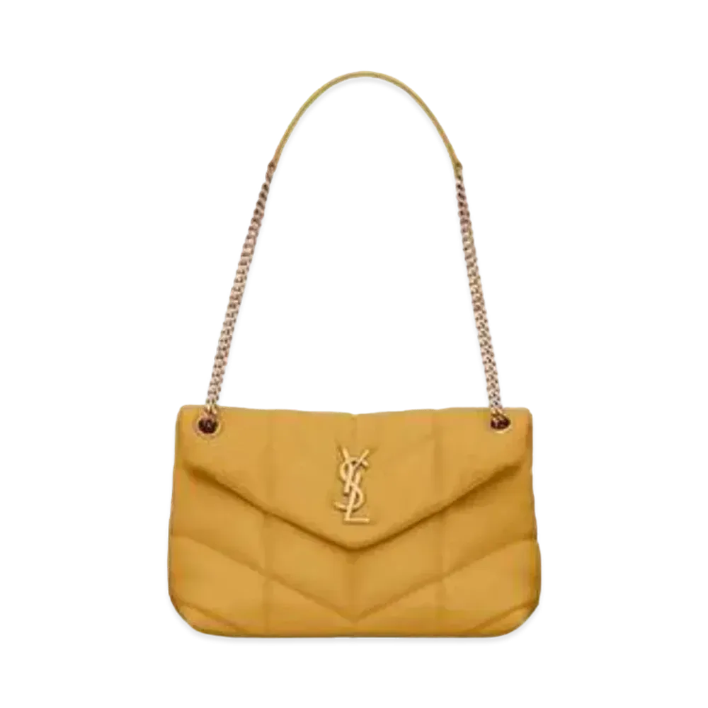 Saint Laurent Puffer Small Bag In Quilted Lambskin "Saffron"