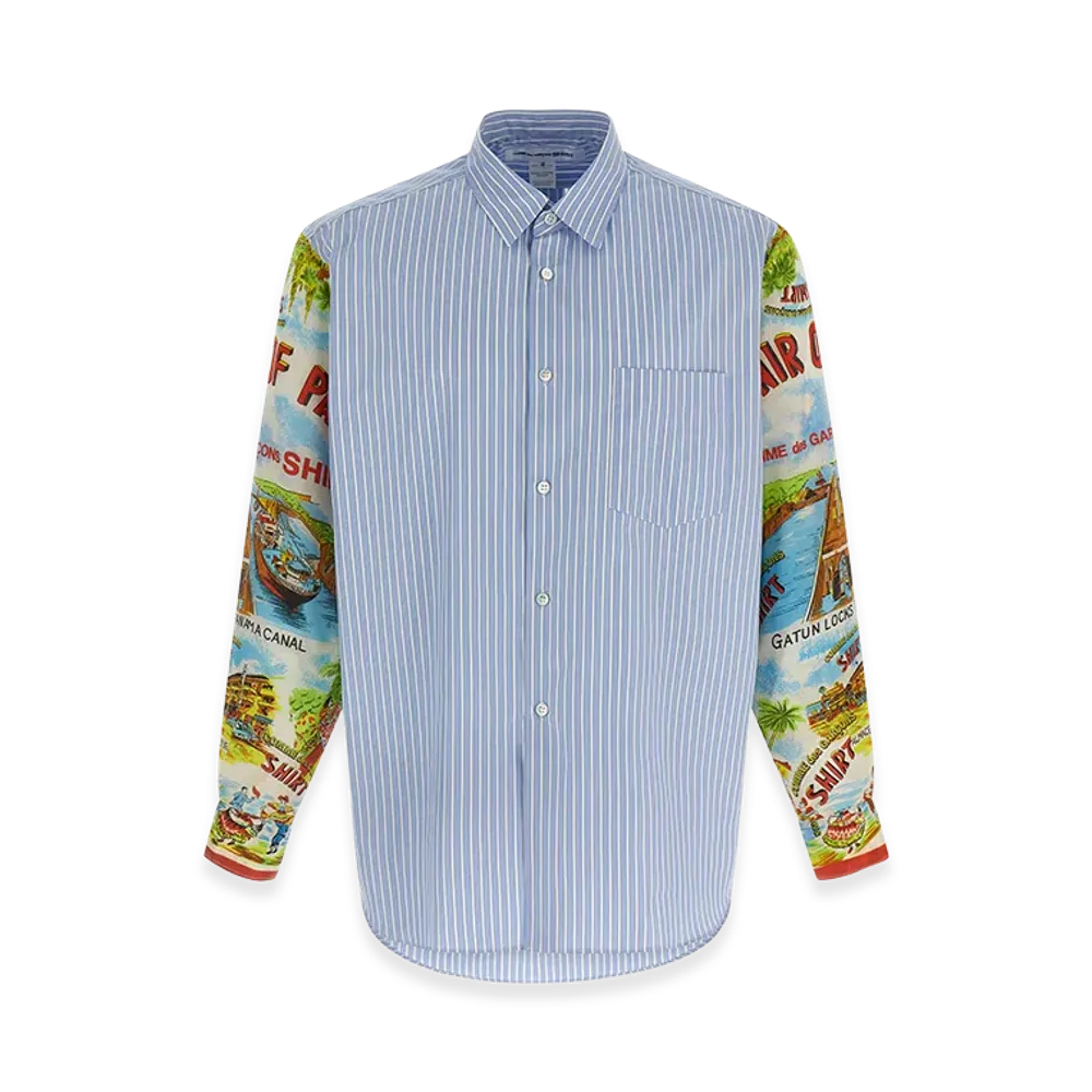 COMME des GARCONS SHIRT Patterned Sleeve Shirt "Blue/Multicolor"