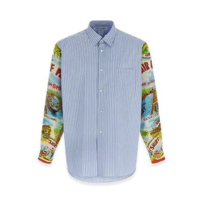 COMME des GARCONS SHIRT Patterned Sleeve Shirt "Blue/Multicolor"