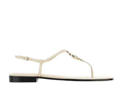 GUCCI Women's Ivory Leather Thong Sandals "White"