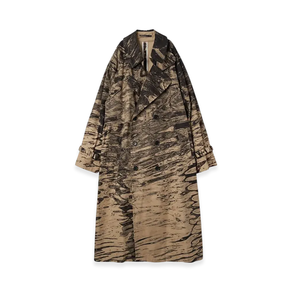YOKE Photo Printed Finx Cotton Washer Gabadine Trench Coat "Beige"