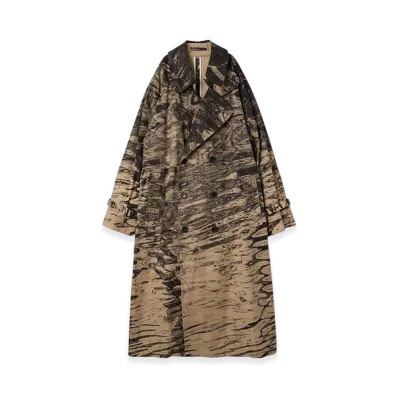 YOKE Photo Printed Finx Cotton Washer Gabadine Trench Coat "Beige"