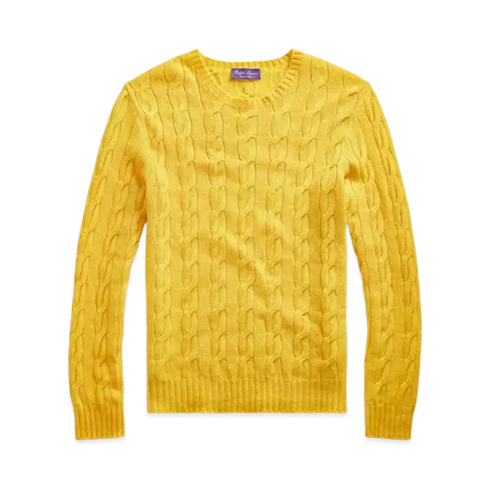 Ralph Lauren Purple Label Cable Knit Cashmere Sweater "Yellow"