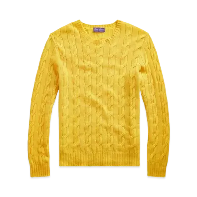 Ralph Lauren Purple Label Cable Knit Cashmere Sweater "Yellow"