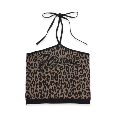 HYSTERIC GLAMOUR Women's Snake Logo Jacquard Halter Neck "Brown"