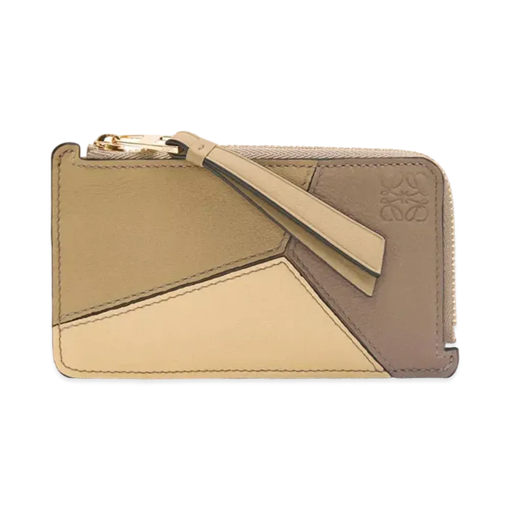 LOEWE Puzzle Coin Cardholder In Classic Calfskin "Clay Green/Butter"