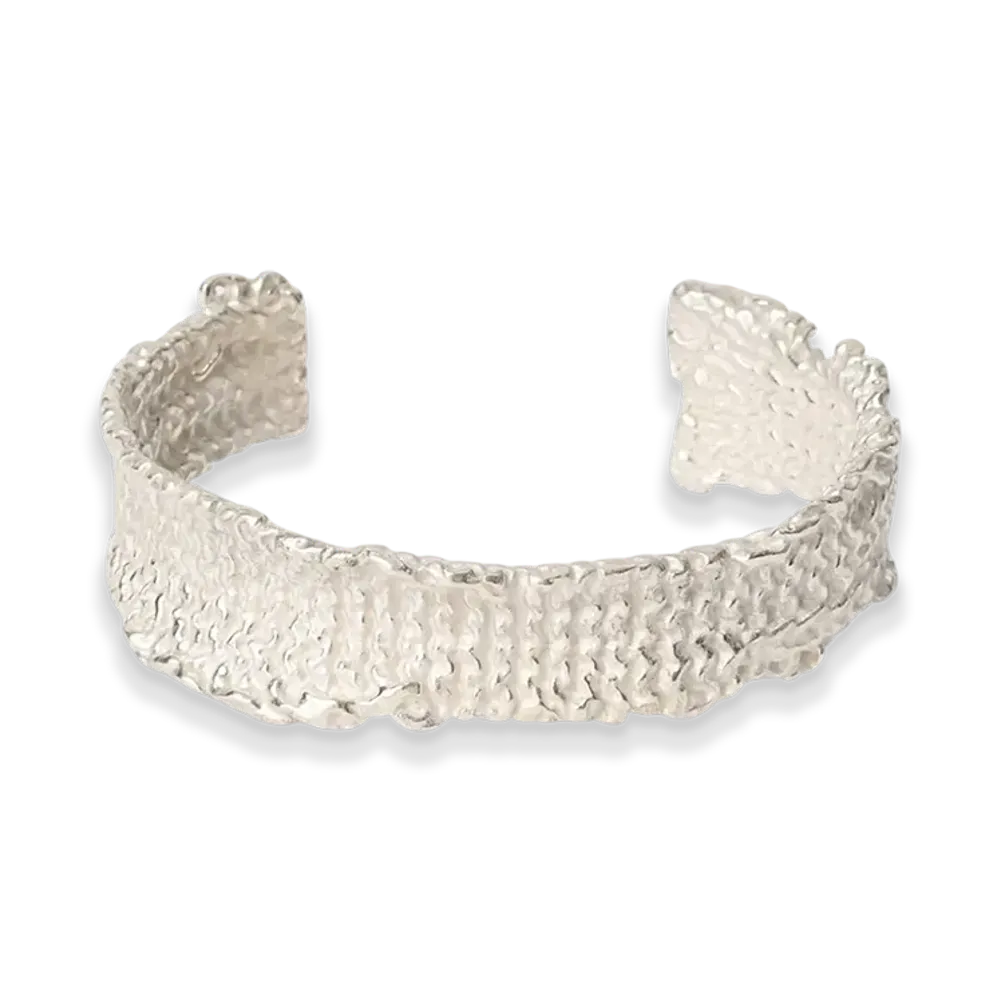 OUR LEGACY Casted Knit Bangle "Frosted White Sterling Silver"