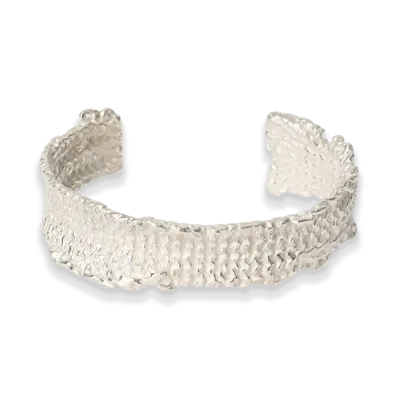 OUR LEGACY Casted Knit Bangle "Frosted White Sterling Silver"