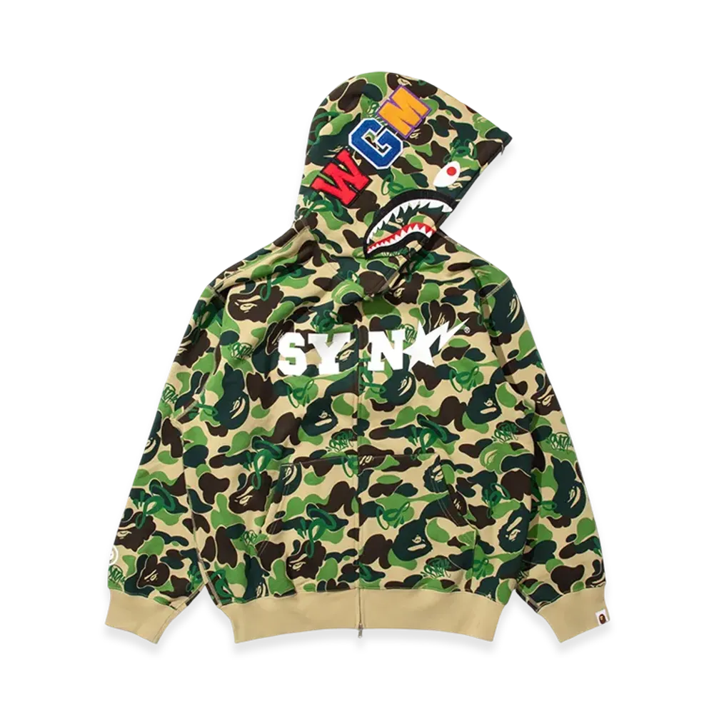 A BATHING APE x Spotify x SYNA World by Central Cee Camo Shark Full Zip Hoodie "Green"