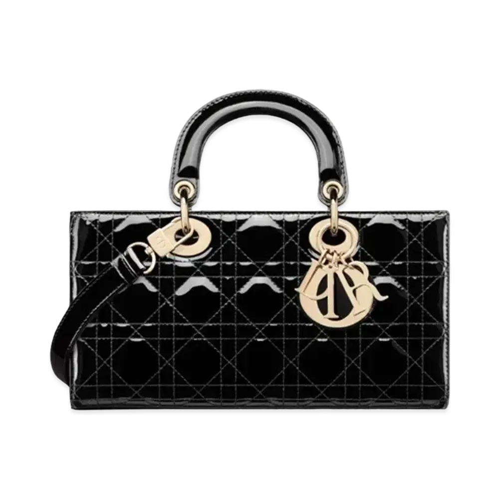 Dior Medium Lady D Joy Bag Patent Cannage Calfskin "Black"