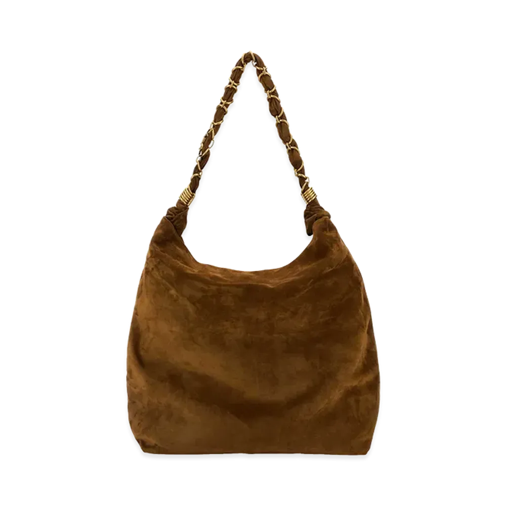 Saint Laurent Women's Caramel Suede Amalia Shopping Bag "Camel"