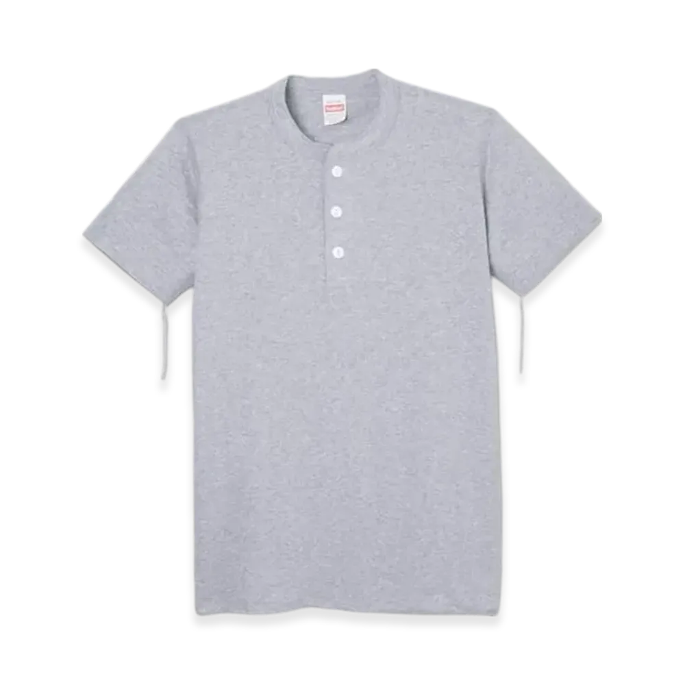 Healthknit Henley Short Sleeve T-Shirt "Heather Gray"