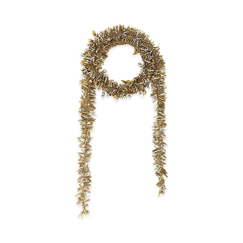 DRIES VAN NOTEN Women's embroidered Scarf Necklace "Silver"