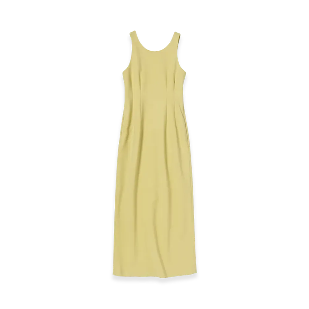 AURALEE Women's Tense Wool Double Cloth Sleeveless Dress "Dusty Lime"