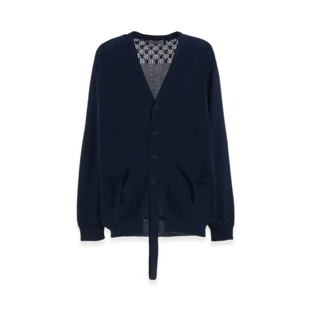 Yohji Yamamoto POUR HOMME 7G Openwork Jersey Plain Front V CD "Navy"