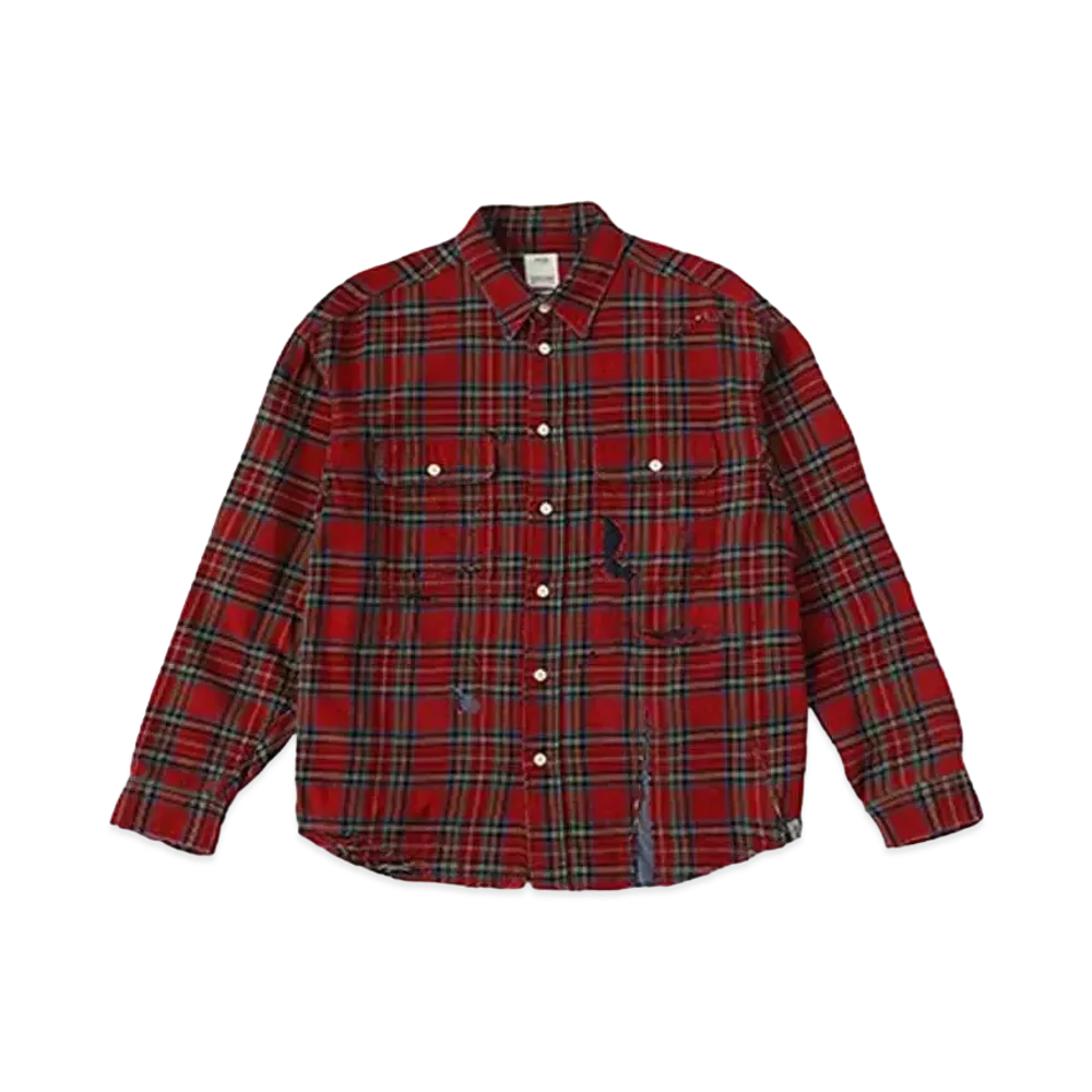 VISVIM LUMBER CHECK L/S CRASH "Red"