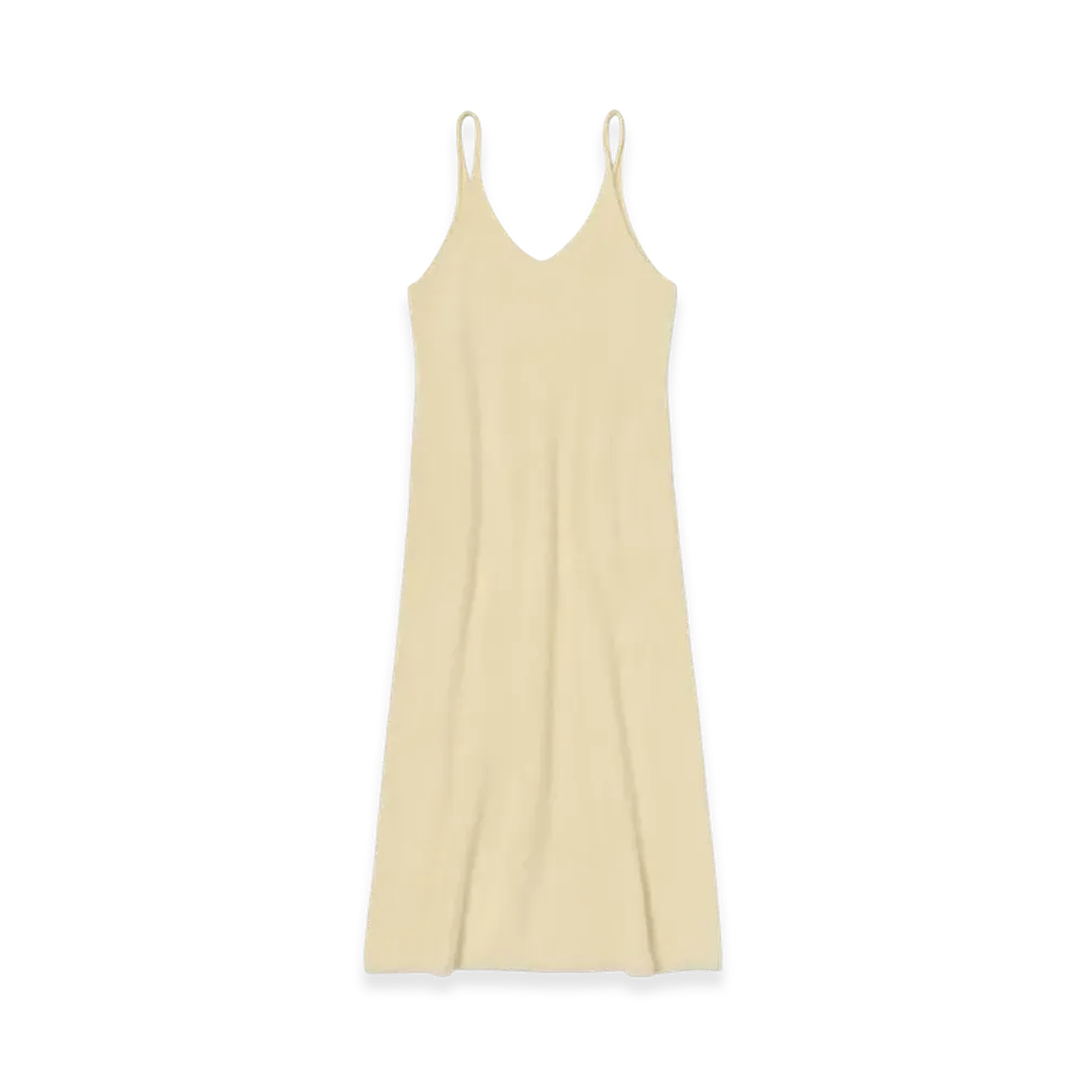 AURALEE Garment-Dyed Baby Alpaca Fur Knit Dress "Ecru"