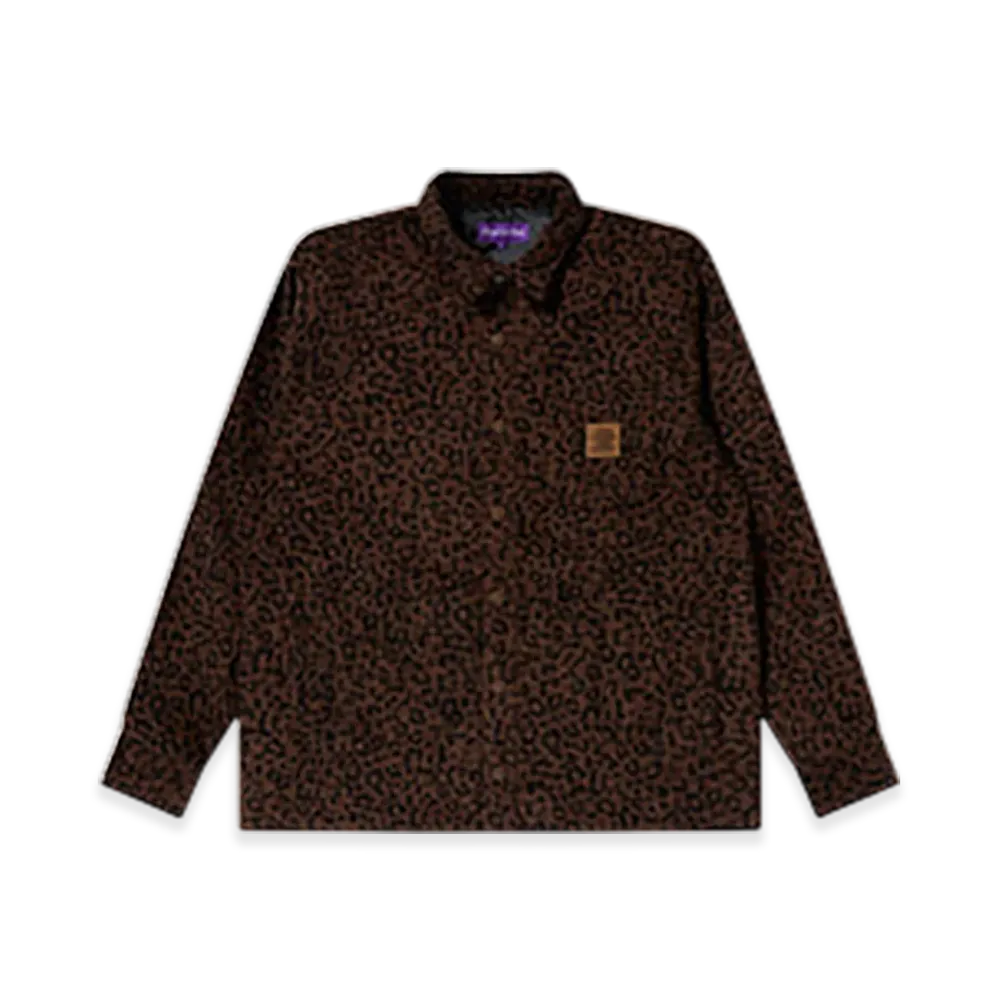 BlackEyePatch Leopard Patterned Quilted Shirt Jacket "Brown"
