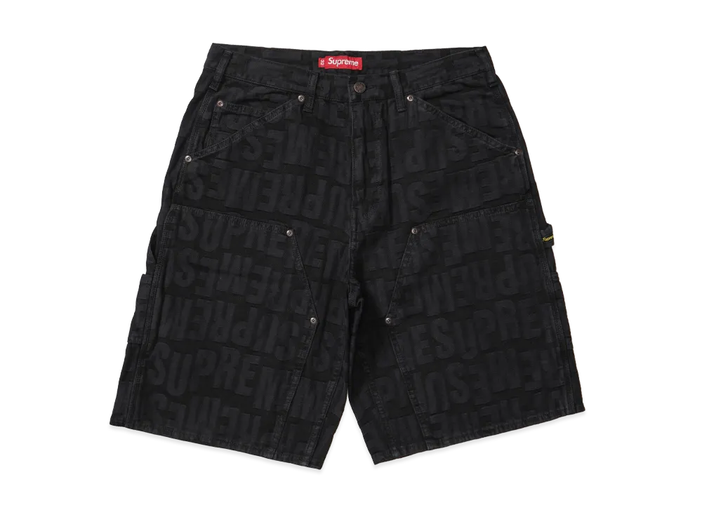 Supreme Repeat Jacquard Double Knee Denim Short "Black"