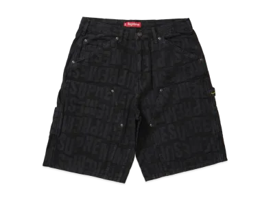 Supreme Repeat Jacquard Double Knee Denim Short "Black"